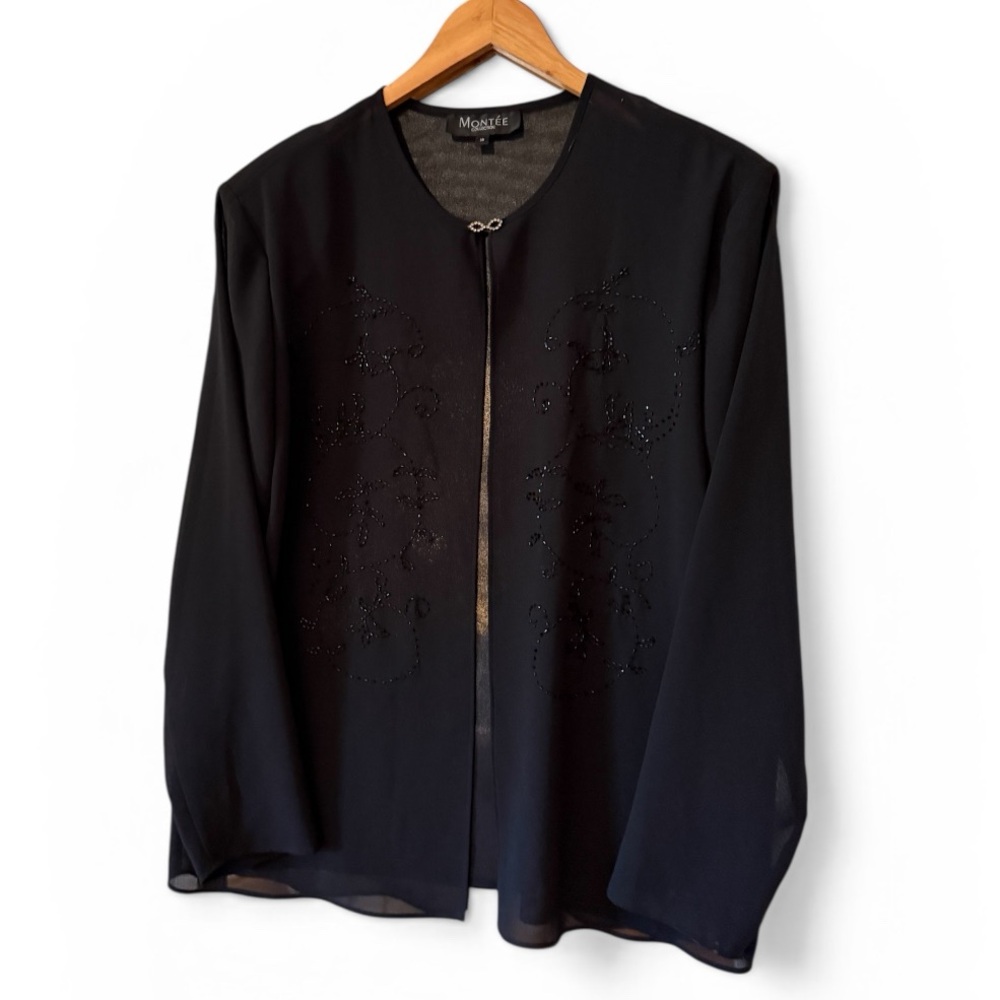 Montée Collection Black Beaded Blouse Plus Size 18